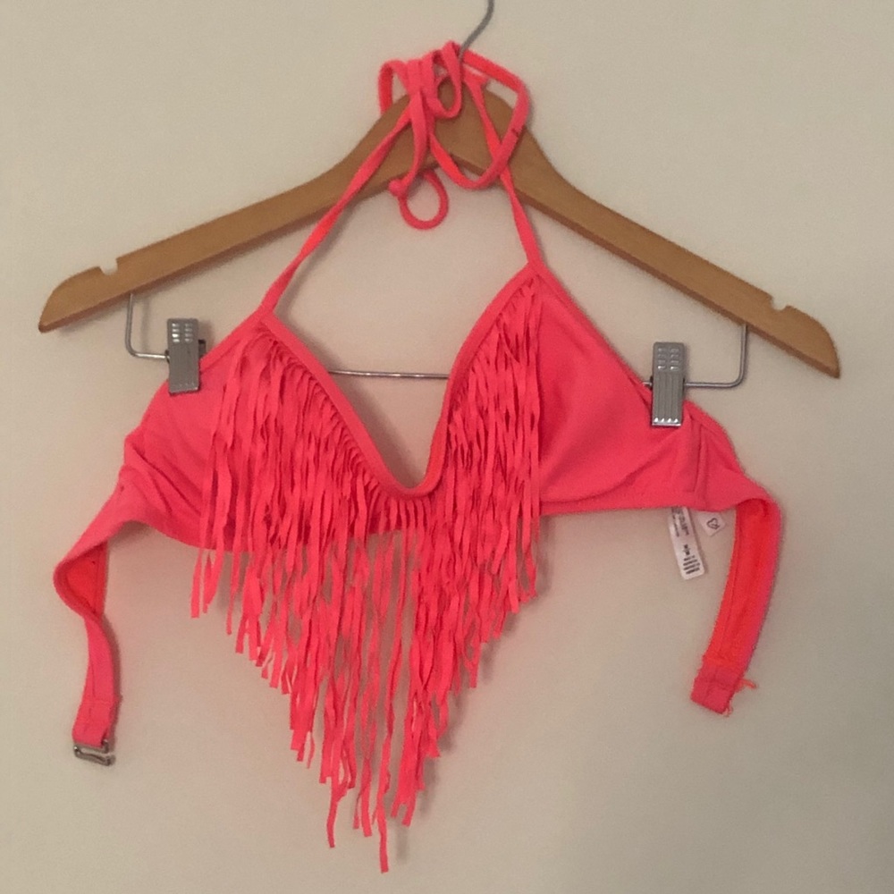 Neon Pink Women Swimsuit Bikini Top Size M